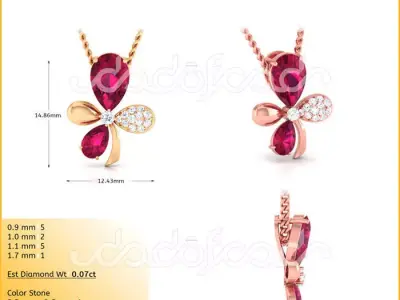 light weight yellow gold  diamond pendent -DOC-P8060 3D print model