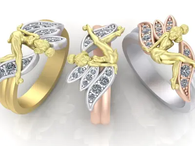 ring with girl 3D print model