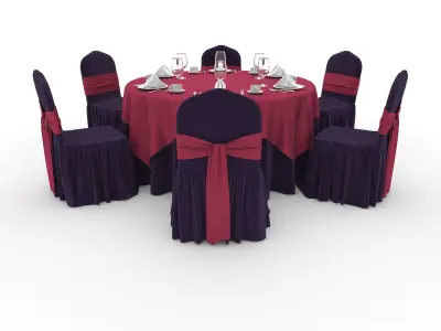 Banquet Table and Chair 48 3D model
