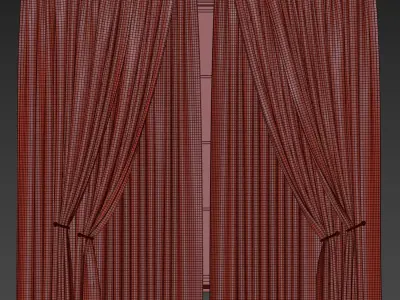 Velvet Curtain Set with Sheer Drapes 75 3D model