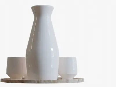 Cherry Sake Set Low-poly 3D model