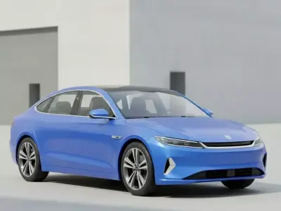 Modern Electric Sedan Realistic EV Car 3D Model 3D model