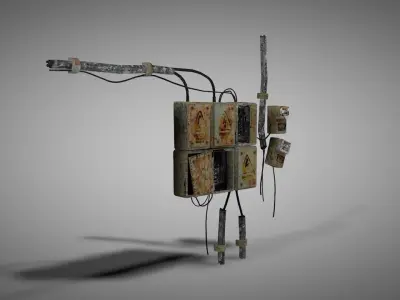 Old Electrical Panel Low-poly 3D model
