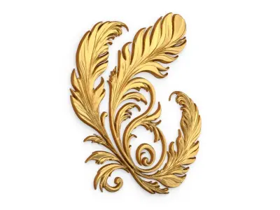 feather decor set wall panel 11 3D model