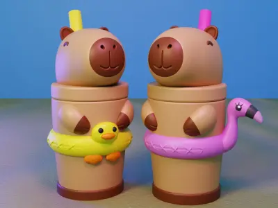 pack de vasos capybara carpincho 3D print model