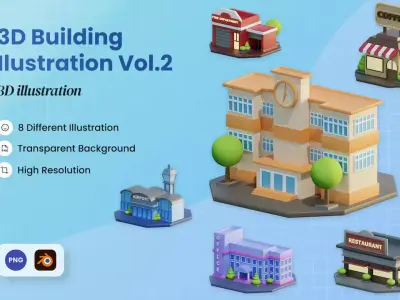 Buildings 3D Illustration 3D model