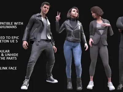 Mens and Womens Casual and Business Outfits 3D Model Collection
