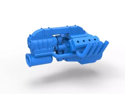 Engine V8 for vintage dragster Version 3 Scale 1 to 25 3D print model