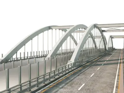 through arch bridge with a two-lane road 3D model