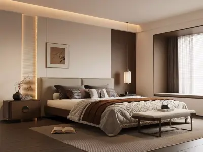 Warm Modern Master Bedroom 3D model