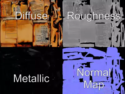 Burnt Book Pages Model Pack Texture