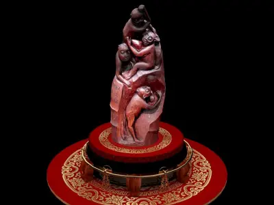 Chinese  wood carving monkeys  3D model