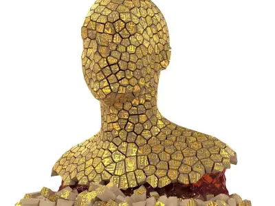 Bust of fragments with hieroglyphics 3D model