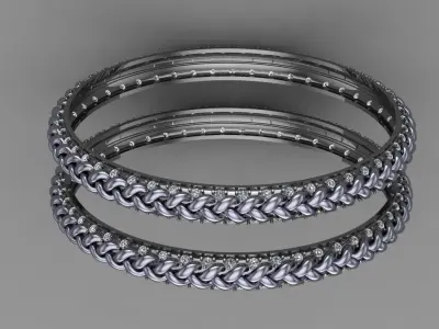 Diamond gold bangles jewelry for woman 3D print model