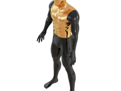 Abstract black mannequin with golden torso 132 3D model