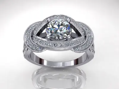 Twist Bend Halo Wedding Ring 3D print model