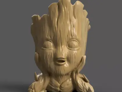 Cute groot Character Planter 3D STL File for Home Decor 3D print model