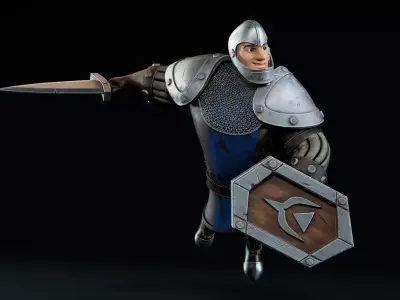Stylized Knight-Game Ready Low-poly 3D model