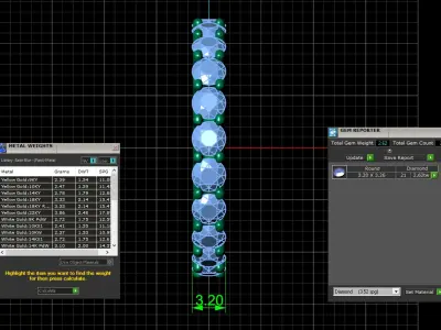U Shaped Eternity Ring 3 point 2 mm stone size swiss 17 and EU57 3D print model