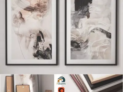 Poster set - Abstract Clouds 3D model