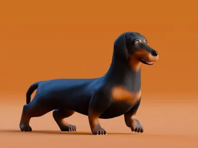 Low poly - Stylized dog - Sausage Dog Low-poly 3D model
