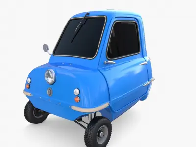 Peel P50 Blue with chassis 3D model