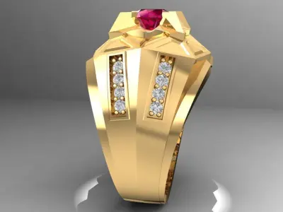 Geometric Star Gemstone Ring for Men 3D Model 1085 3D print model