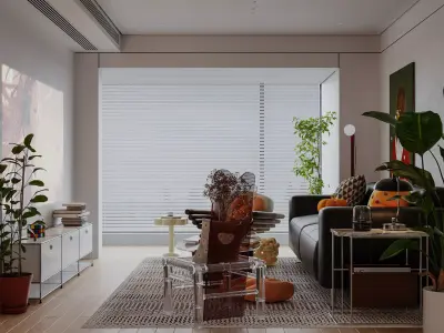 Modern living room dining room interior scenes 219 3D model