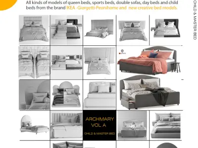 Bed collection vol A  40 BED MODELS 25 models and 15 Blankets 3D model