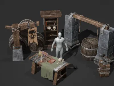 Medieval Props Pack Low-poly 3D model