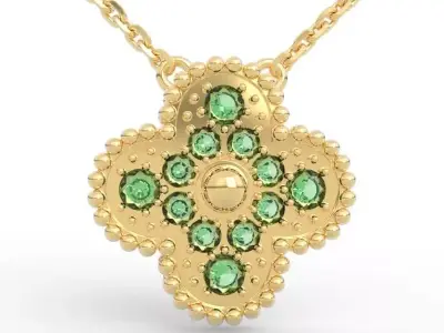 Luxury Four Leaf Clover Diamond Pendant 3D print model