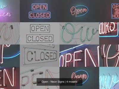 Open - Neon Signs 3D Model Collection