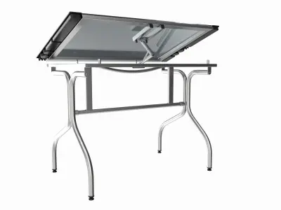 Folding glass top adjustable drafting table 3D model
