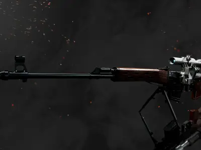 SVD Dragunov sniper rifle game ready PBR Low-poly 3D model