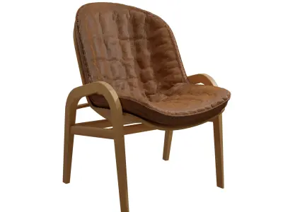 Retro stye brown leather with wooden  structure 3D model