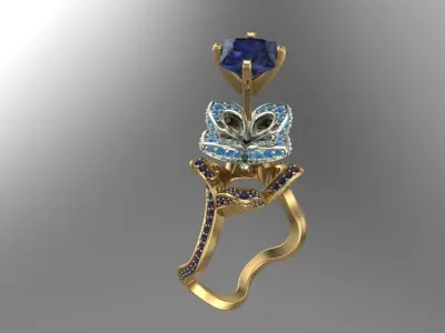 wave flower ring 3D print model