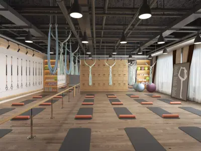 Modern Pilates Studio Interior Scene  3D model