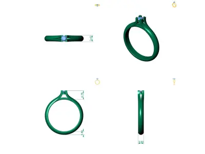 D-1587 diamond solitaire engagement ring 3D print model