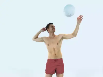 Virtue 04K Beach Serving Sports Man Low-poly 3D model