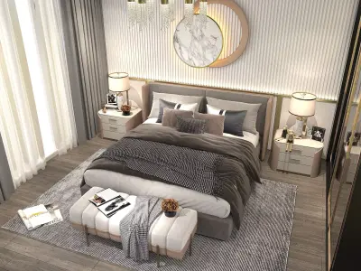 Modern Bedroom Scene 28 3D model