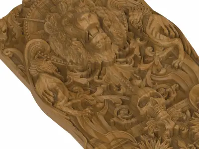 Carved panel painting STL 3D model 10