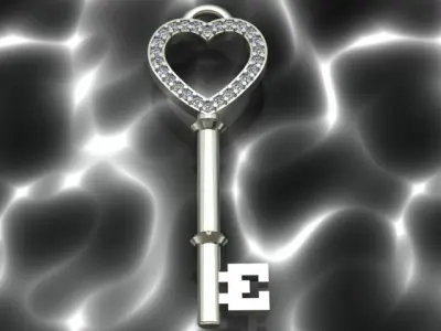 Tiffany Style Key Diamond Golden Necklace 3D print model