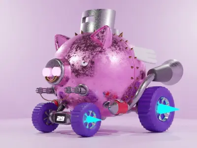 pig racing car 3D model
