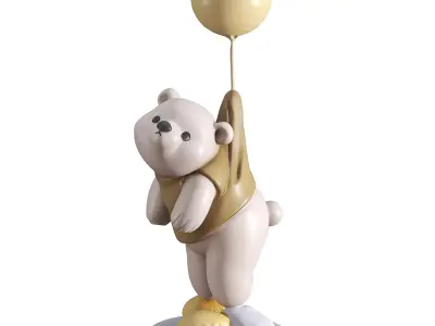 Minimalist Art Toy Bear Status Balloon 3D model