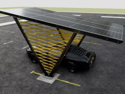 V TYPE MODERN SOLAR CARPORT TYPE-9 3D model