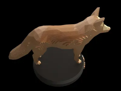 Parametric Red Fox Low-poly 3D model