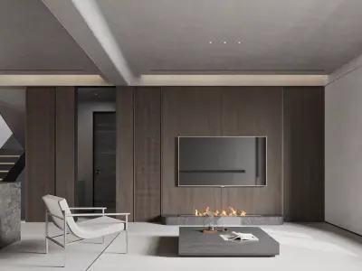 Modern living room dining room interior scenes 173 3D model