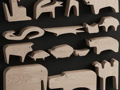 097 Danese Milano 16 ANIMALI Solid oak wooden puzzle 3D model