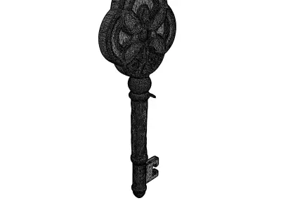 Ornate Antique Skeleton Key Low-poly 3D model