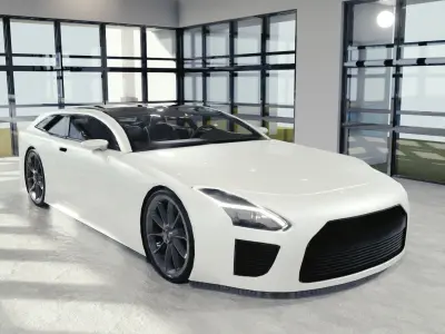 BLENDER EEVEE Brandless Sports GT shooting brake Low-poly 3D model